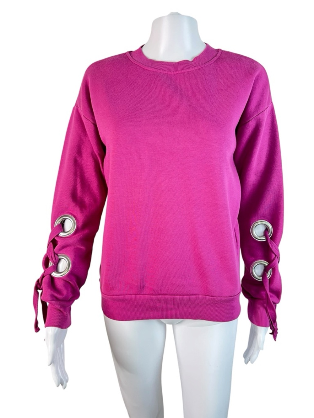 Topshop Top Lace-Up Grommet Sleeve Sweatshirt Oversized Streetwear
